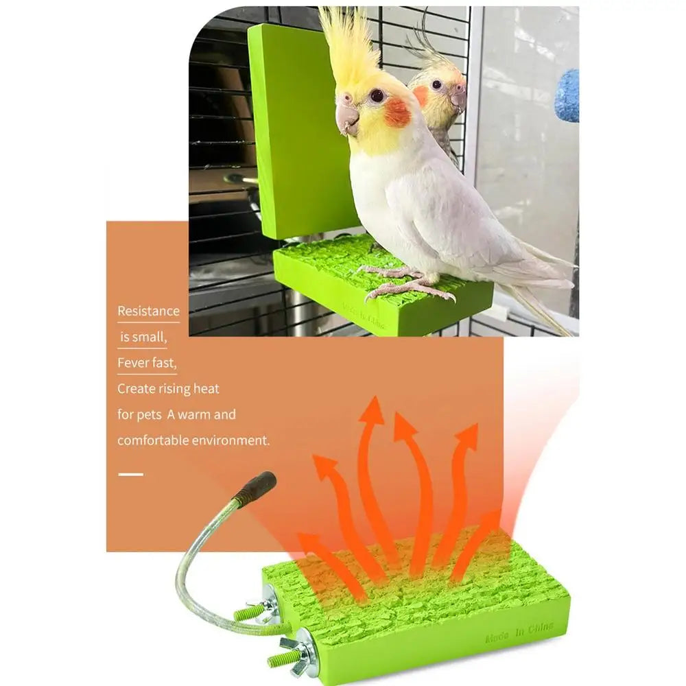 Bird Cage Heater Thermo Perch – Automatic Warmer Stand for Parrots & Small Birds