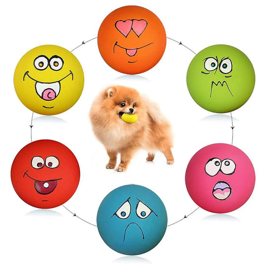Puppy Squeaky Ball – Bright Rubber Chew & Play Toy