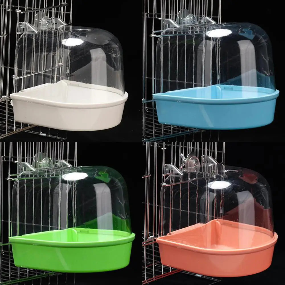 Clear Hanging Bird Bath – Cage Accessory for Parakeets, Canaries & Cockatiels