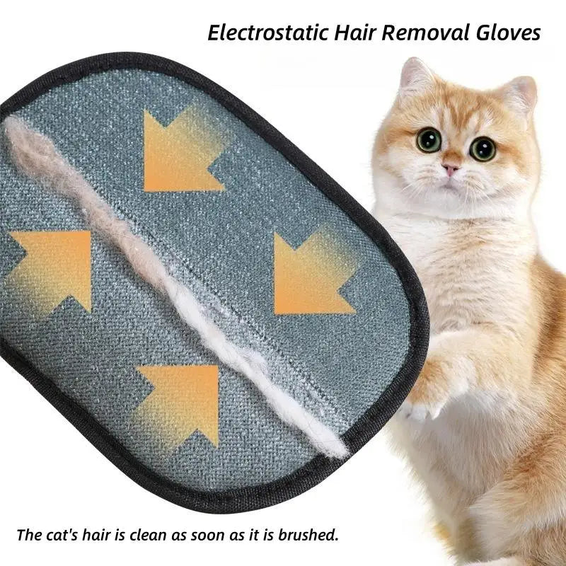 Pet Hair Remover Gloves – Reusable Electrostatic Grooming Gloves for Cats & Dogs with 2-in-1 Lint Brush
