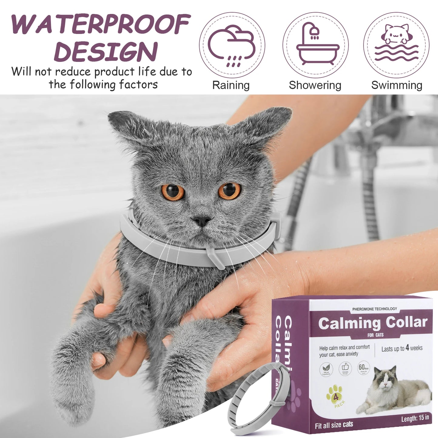 Pet Calming Collar for Cats & Dogs – Adjustable Pheromone Anxiety Relief, Natural Soothing & Relaxing