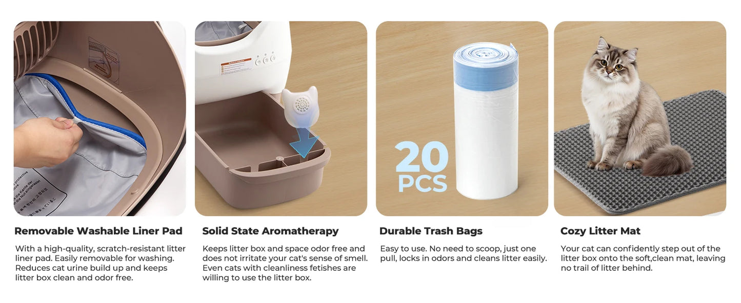 Automatic Self-Cleaning Litter Box – Odor-Free, App-Controlled, Open-Top for Multiple Cats