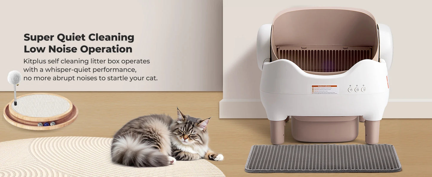 Automatic Self-Cleaning Litter Box – Odor-Free, App-Controlled, Open-Top for Multiple Cats
