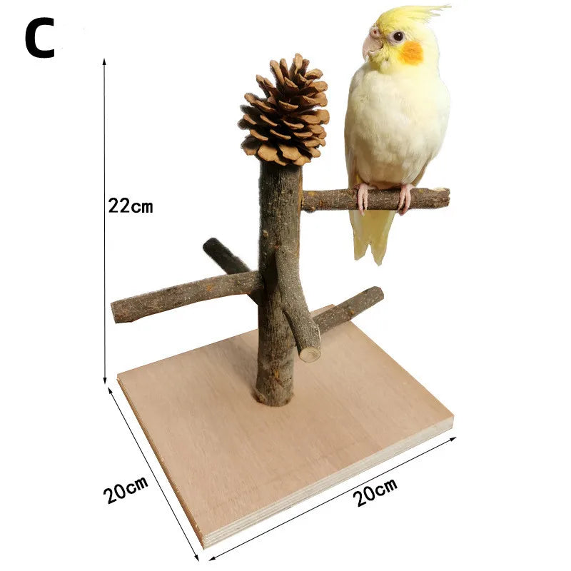 Solid Wood Parrot Stand – Interactive Training & Playground Pole for Birds