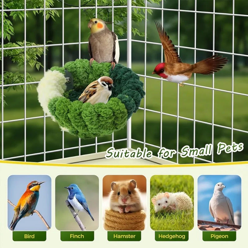 Autumn & Winter Plush Bird Nest – Cozy Round Sleeping Bed for Parrots & Small Birds