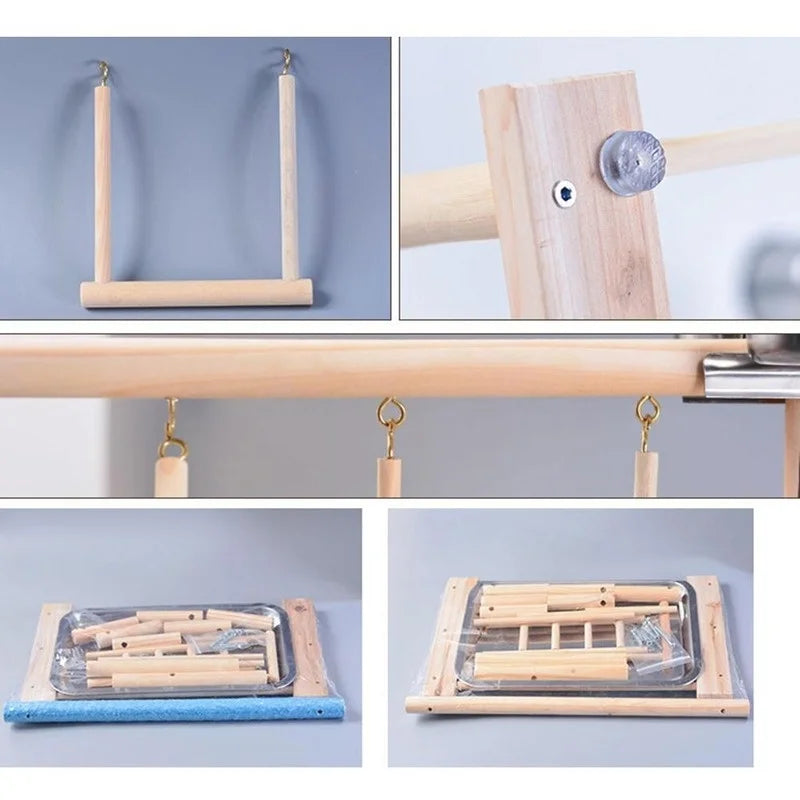 Bird Toy Activity Center – Cage Stand with Perch, Ladder, Hammock & Feeder