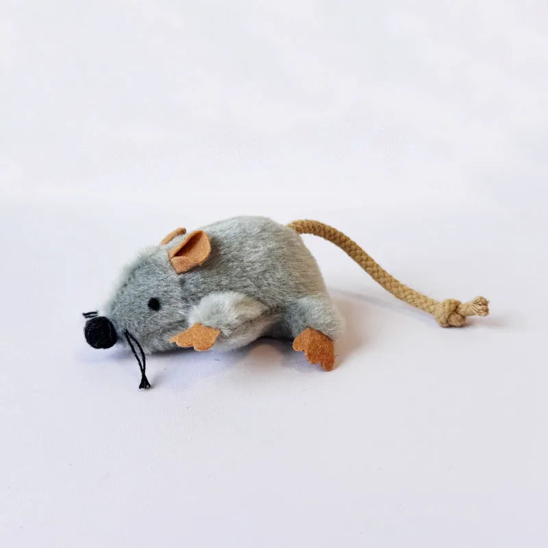 Gray Plush Mouse Cat Toy – Indoor Chew & Play Kitten Toy
