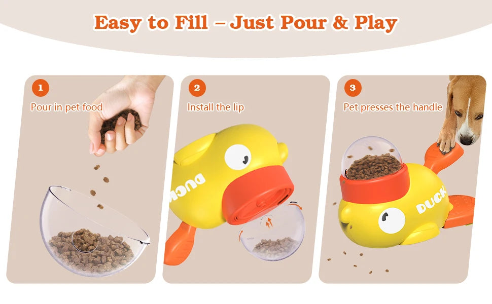 Dog Toys Interactive Treat Dispenser Toy Food Puzzle Slow Feeder Pet Cat Food Leaking Toy Cute Yellow Duck Shape Pet Supplies