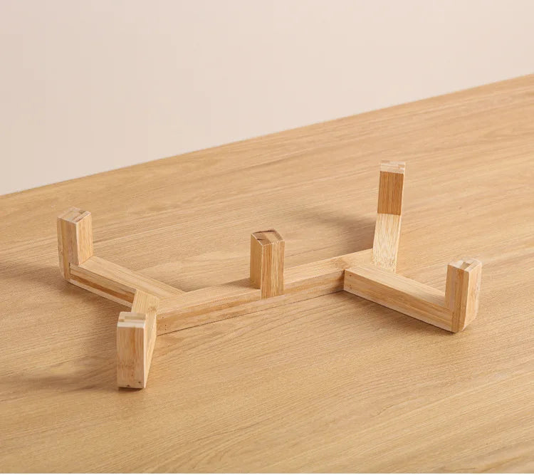 Ceramic Double Pet Bowl with Wooden Stand – No Spill Feeder