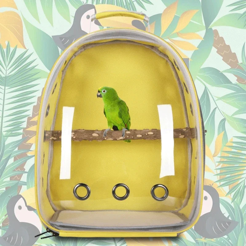 Portable Bird Carrier Backpack – Lightweight Transparent Travel Cage for Small Parrots