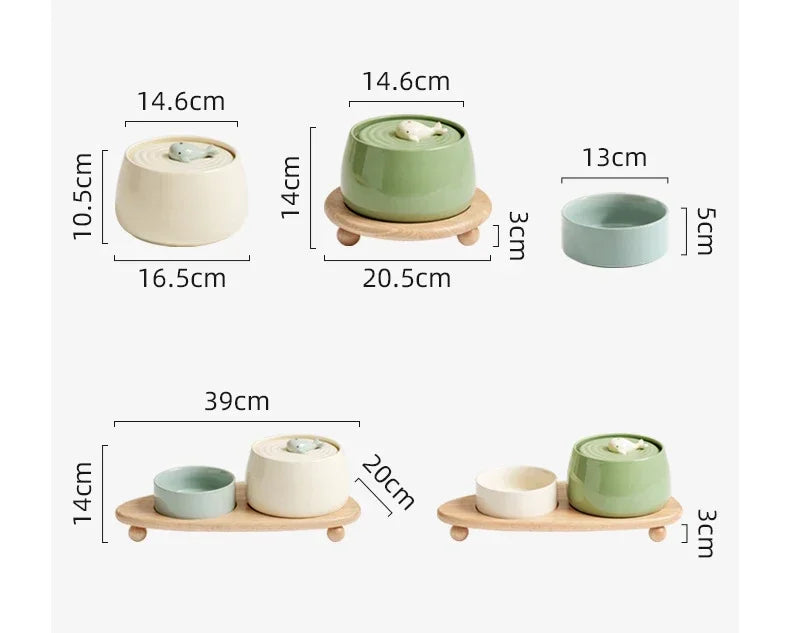 "Ceramic Cat Water Fountain 1.3L – USB Rechargeable & Filtered"