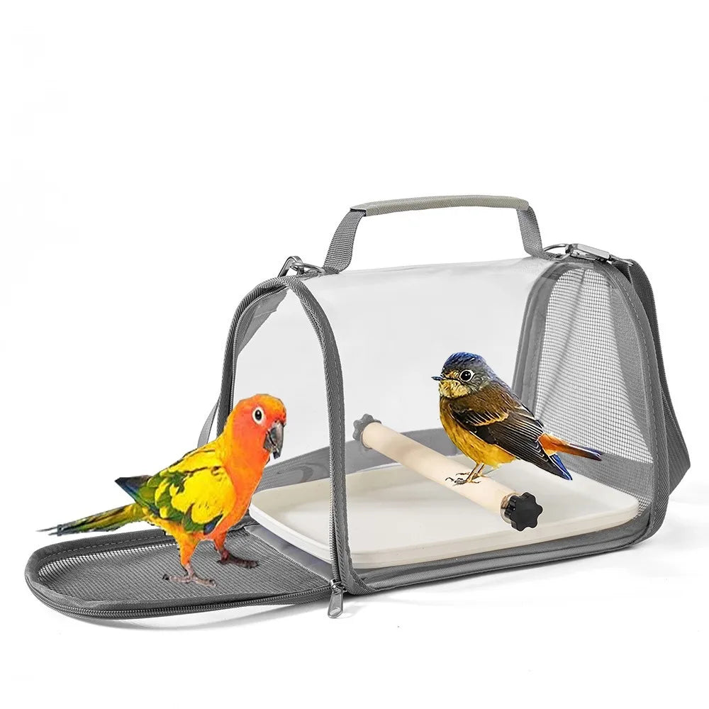 Portable Bird Travel Carrier – Airline Approved Cage with Perch & Tray for Parrots