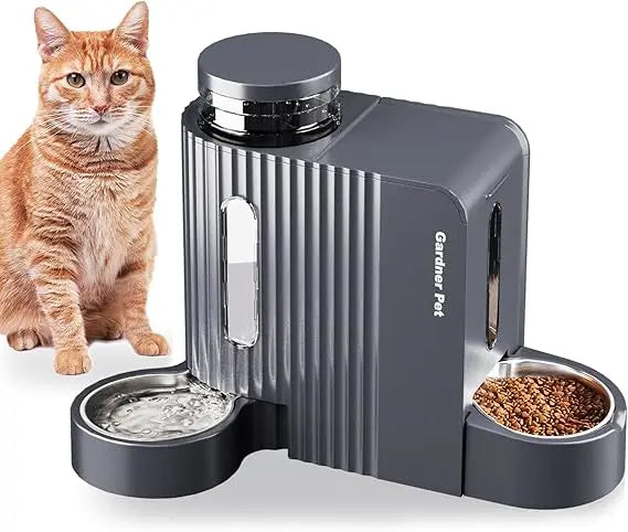 Automatic Gravity Cat & Dog Feeder – Stainless Steel Food & Water Dispenser