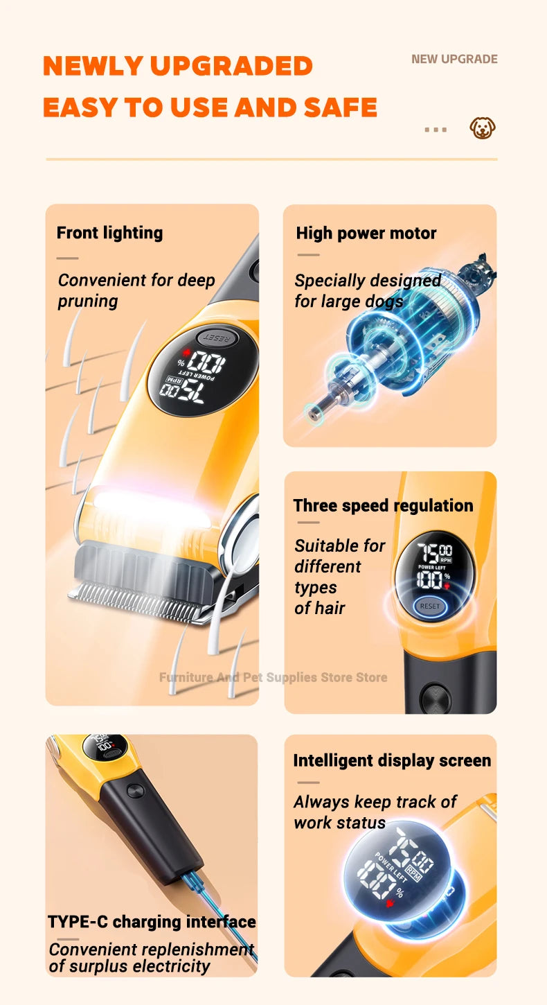 Electric Dog Grooming Clipper – Professional Cordless Pet Hair Trimmer