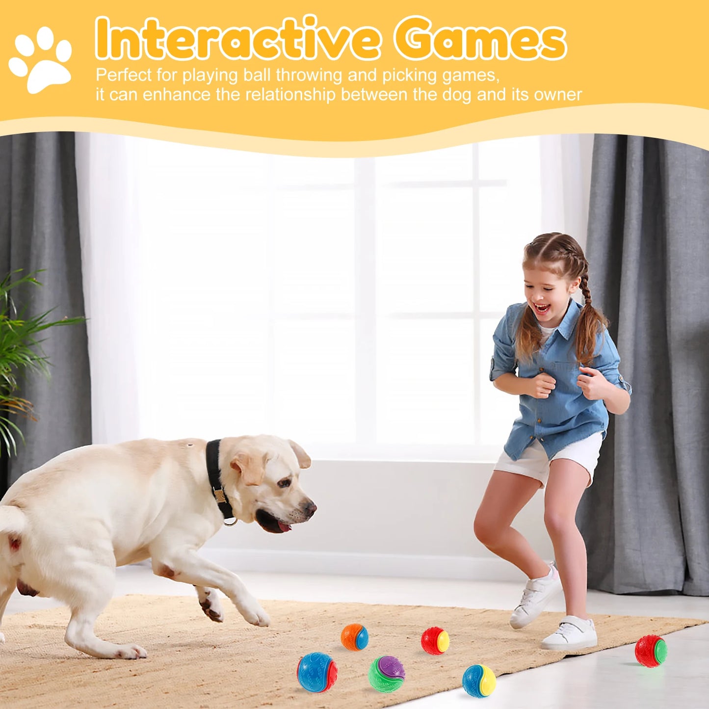 6PCS Interactive Dog Balls – Bite-Resistant Chew & Teeth Care