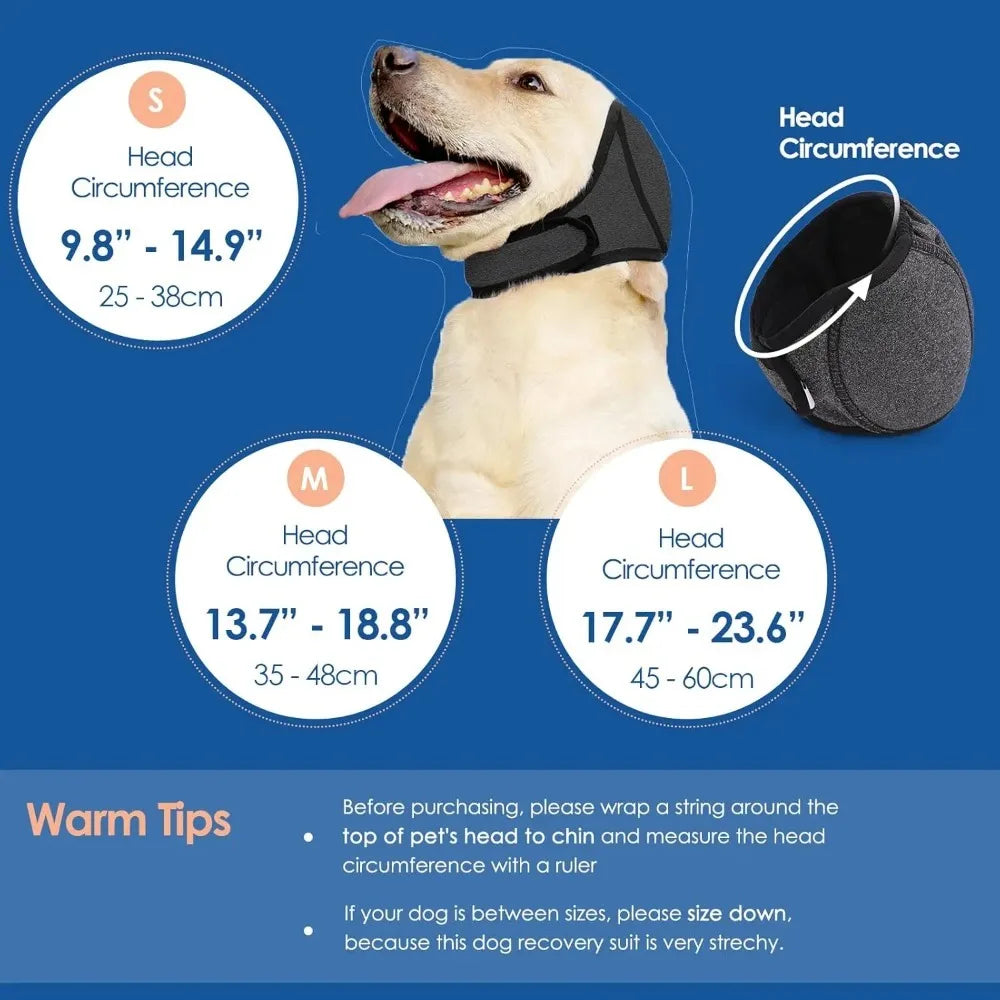 Waterproof Dog Ear Muffs – Noise-Cancelling Calming Hood for Swimming & Grooming
