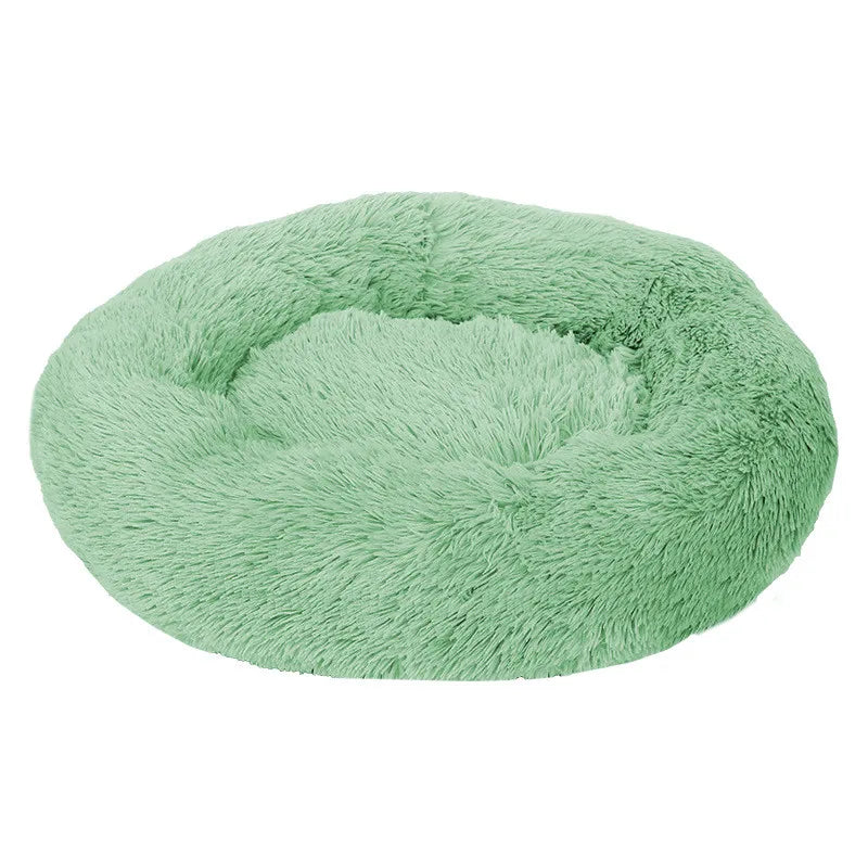 Large Round Pet Bed – Super Soft Plush Dog & Cat House for Winter Sleeping