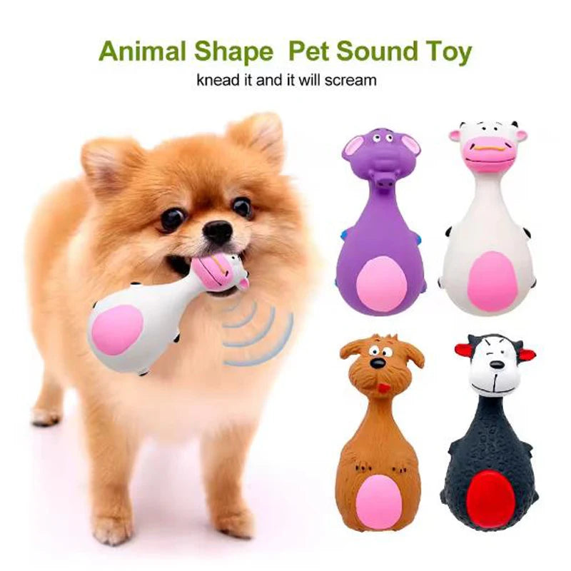 Squeaky Animal Dog Toy – Bite-Resistant Elephant & Cow Chew Toy for Dogs