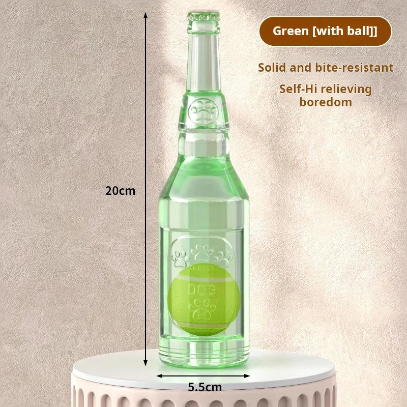 Interactive Bottle-Sound Dog Chew Ball – Durable Training Toy for Small & Large Dogs