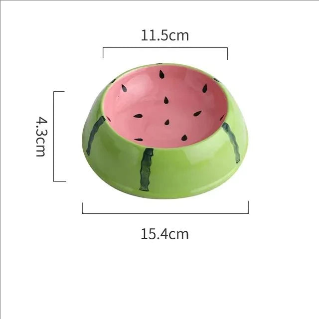 "Ceramic Pet Bowl – Cute Fruit Shapes for Cats & Small Dogs"