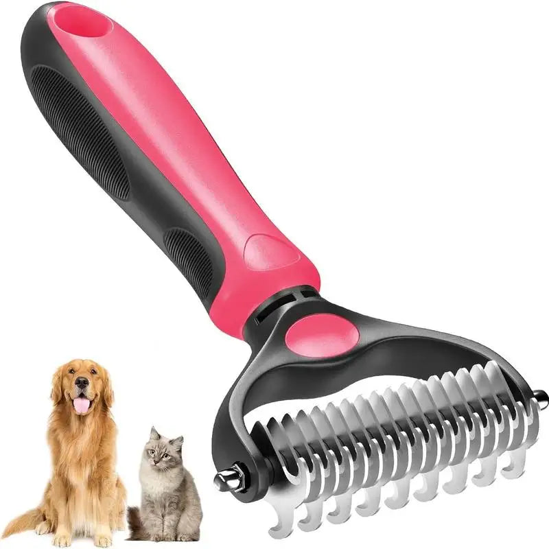 Stainless Pet Grooming Brush – Deshedding, Fur Removal & Knot Cutter for Dogs & Cats