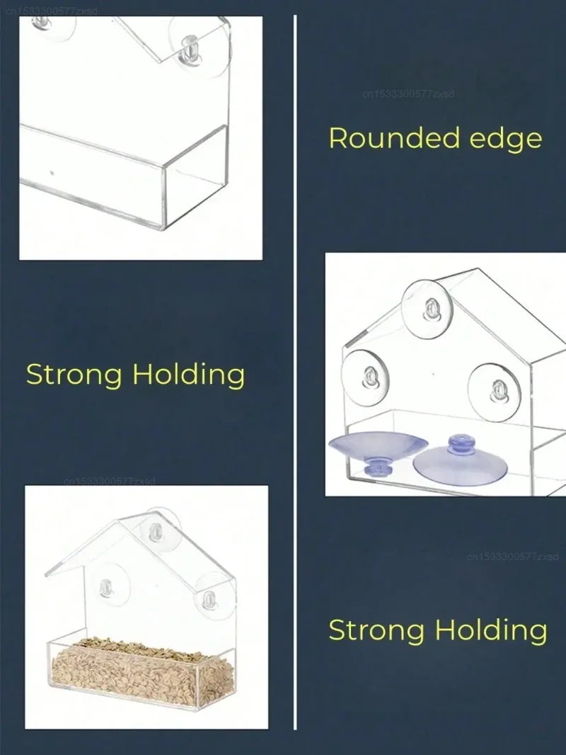 Acrylic Window Bird Feeder – Clear Hanging Feeder with Suction Cup for Outdoor Garden