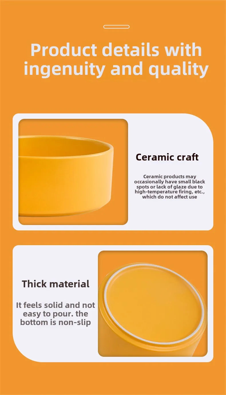 Ceramic Double Pet Bowl with Wooden Stand – No Spill Feeder