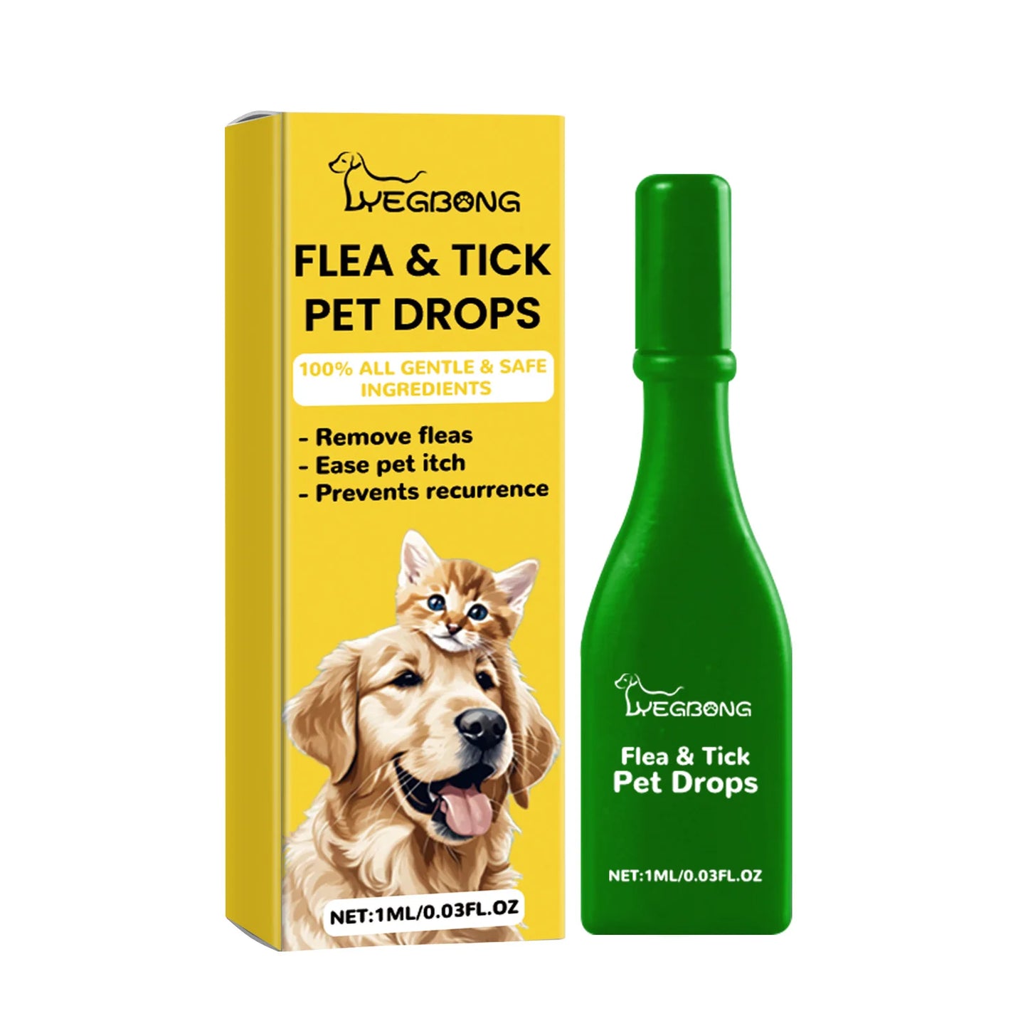 Yegbong Pet External Insect Repellent Droplets – Flea, Lice & Tick Control for Cats & Dogs, Anti-Itch Skin Care