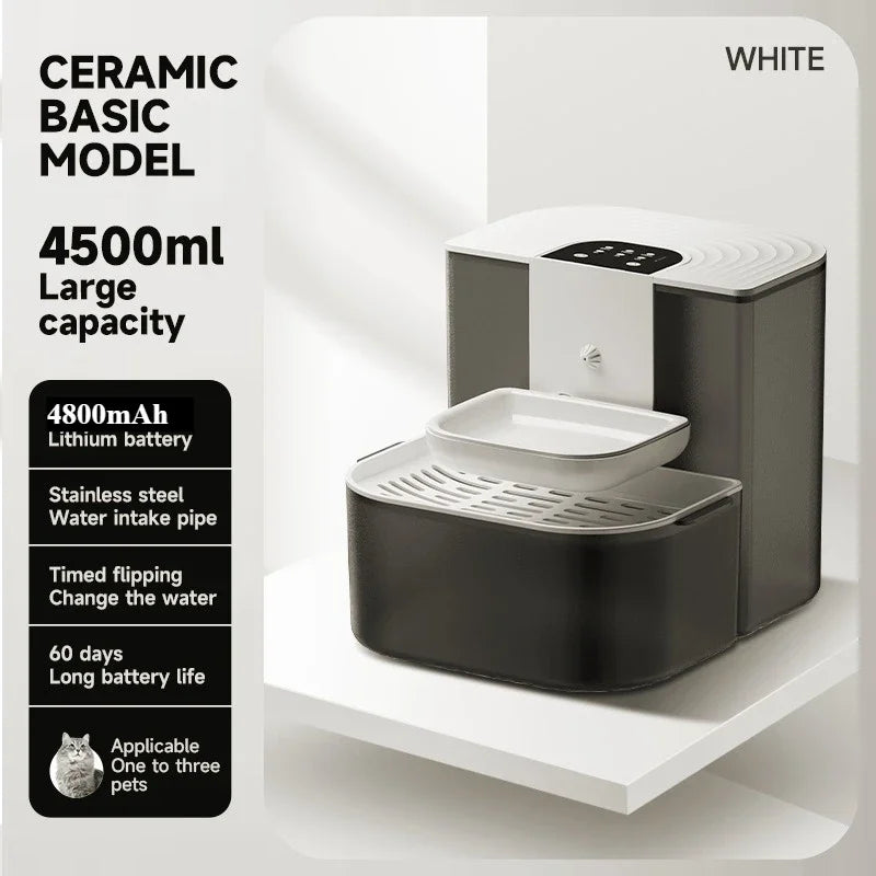 "Smart Wireless Cat Water Fountain 4.5L – Silent & Rechargeable"