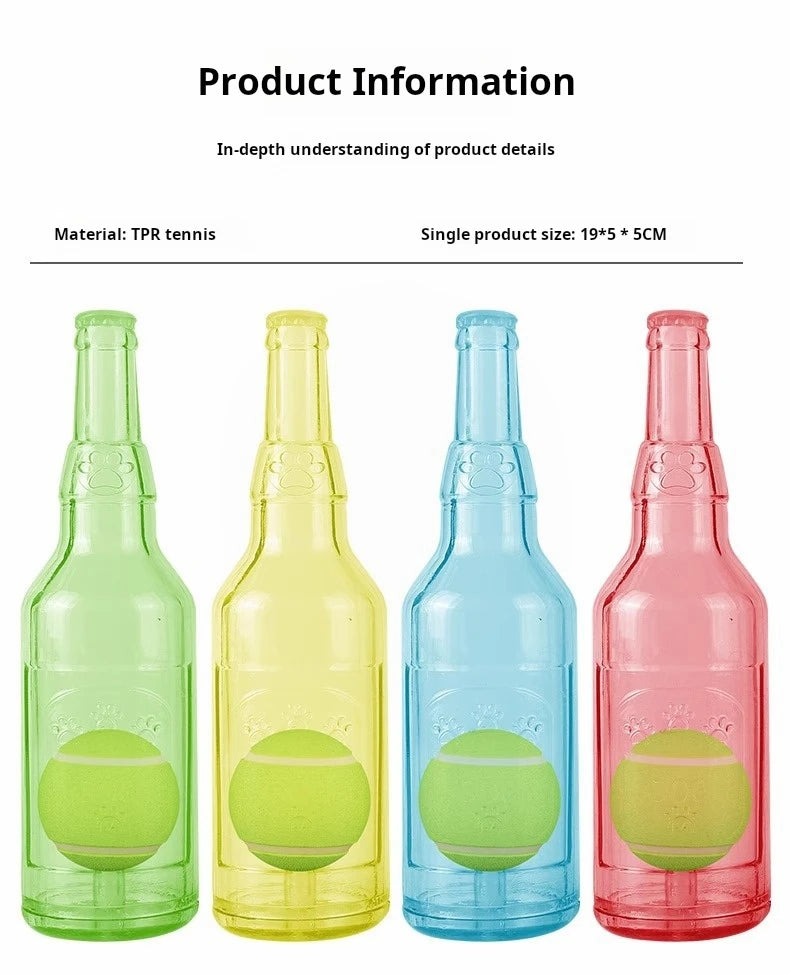 Interactive Bottle-Sound Dog Chew Ball – Durable Training Toy for Small & Large Dogs