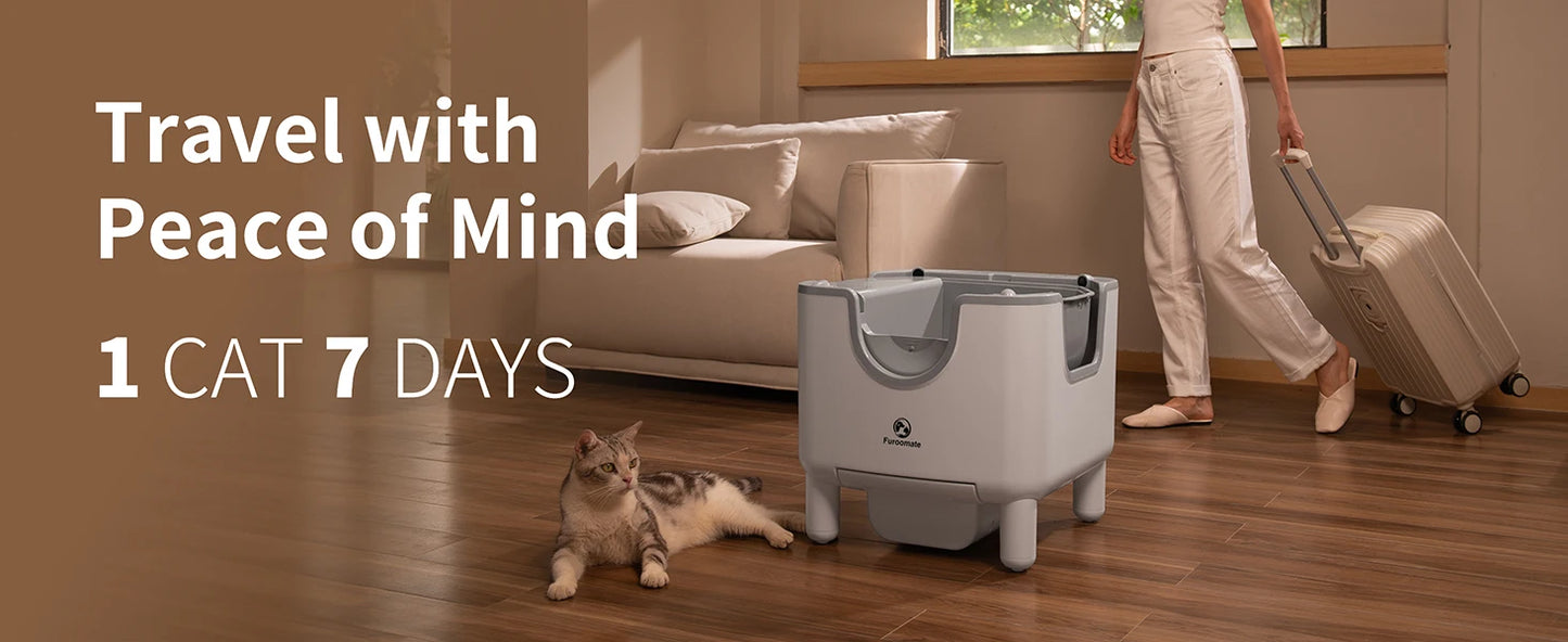 F6 Self-Cleaning Cat Litter Box – Open-Top Automatic with Odor Control