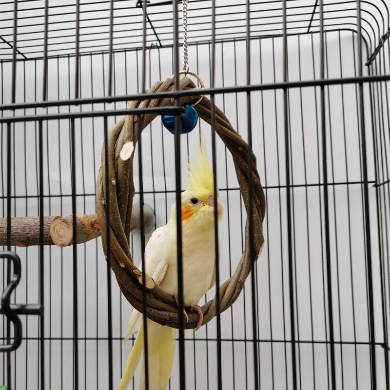 Solid Wood Parrot Stand – Interactive Training & Playground Pole for Birds