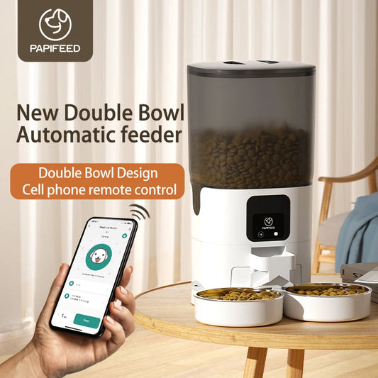 7L Smart Automatic Pet Feeder – Double Bowl WiFi Cat & Dog Dispenser