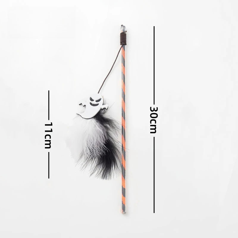 Pumpkin Ghost Cat Teaser Wand