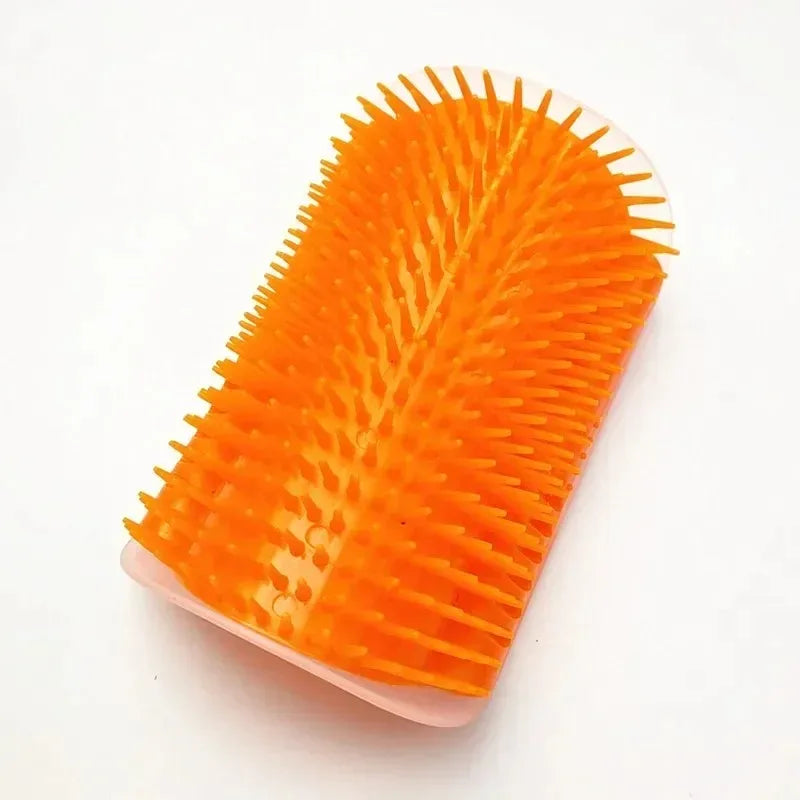 Cat Corner Brush & Massager – Self-Cleaning Grooming Comb with Catnip