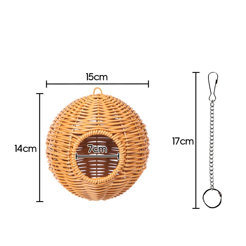 Handwoven Grass Bird Nest – Fake Grass Cage House for Parrots & Small Birds