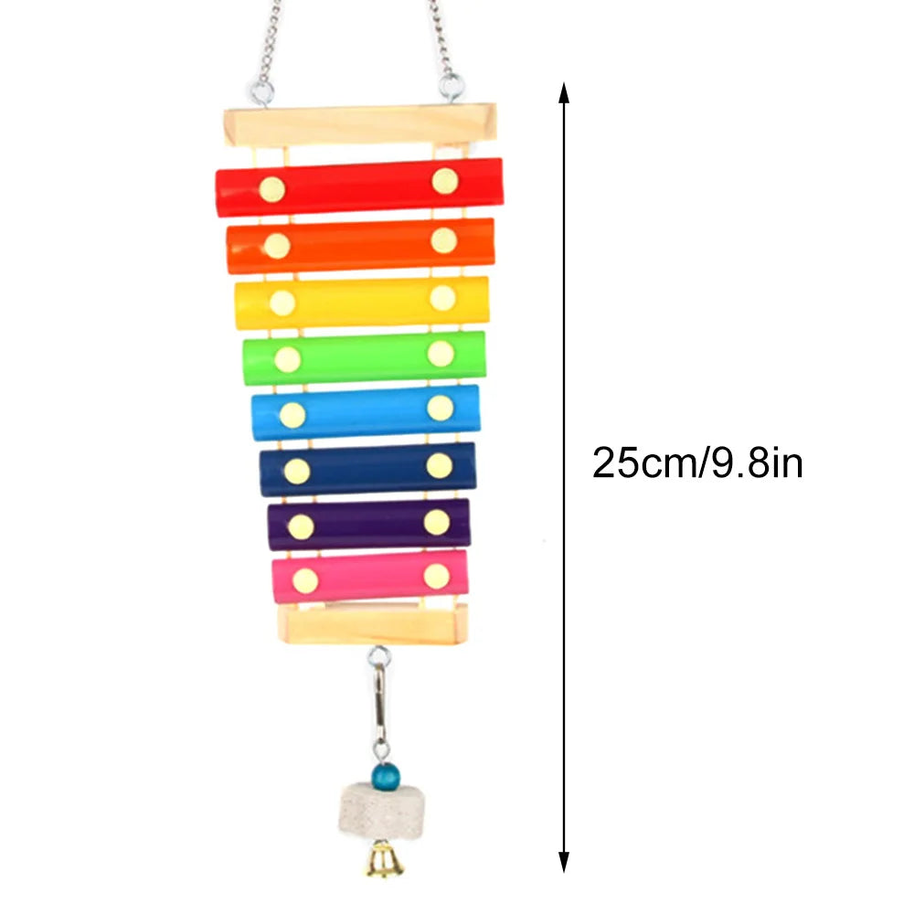 Chicken & Parrot Chewing Foraging Toy Set – Wooden Swing, Hanging Feeder & Bell Toys