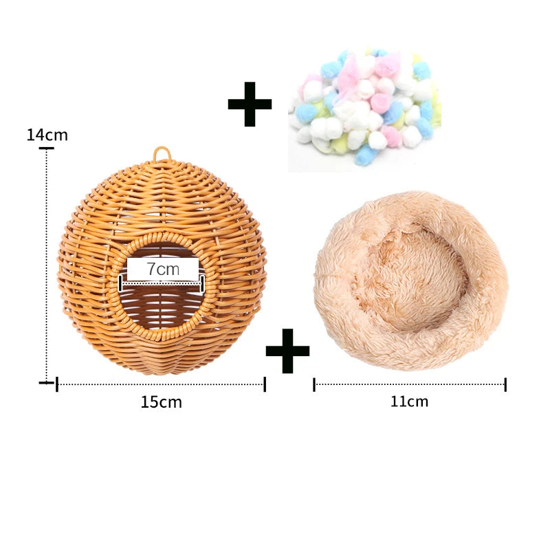 Handwoven Grass Bird Nest – Fake Grass Cage House for Parrots & Small Birds