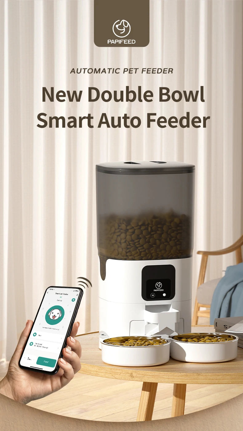7L Smart Automatic Pet Feeder – Double Bowl WiFi Cat & Dog Dispenser