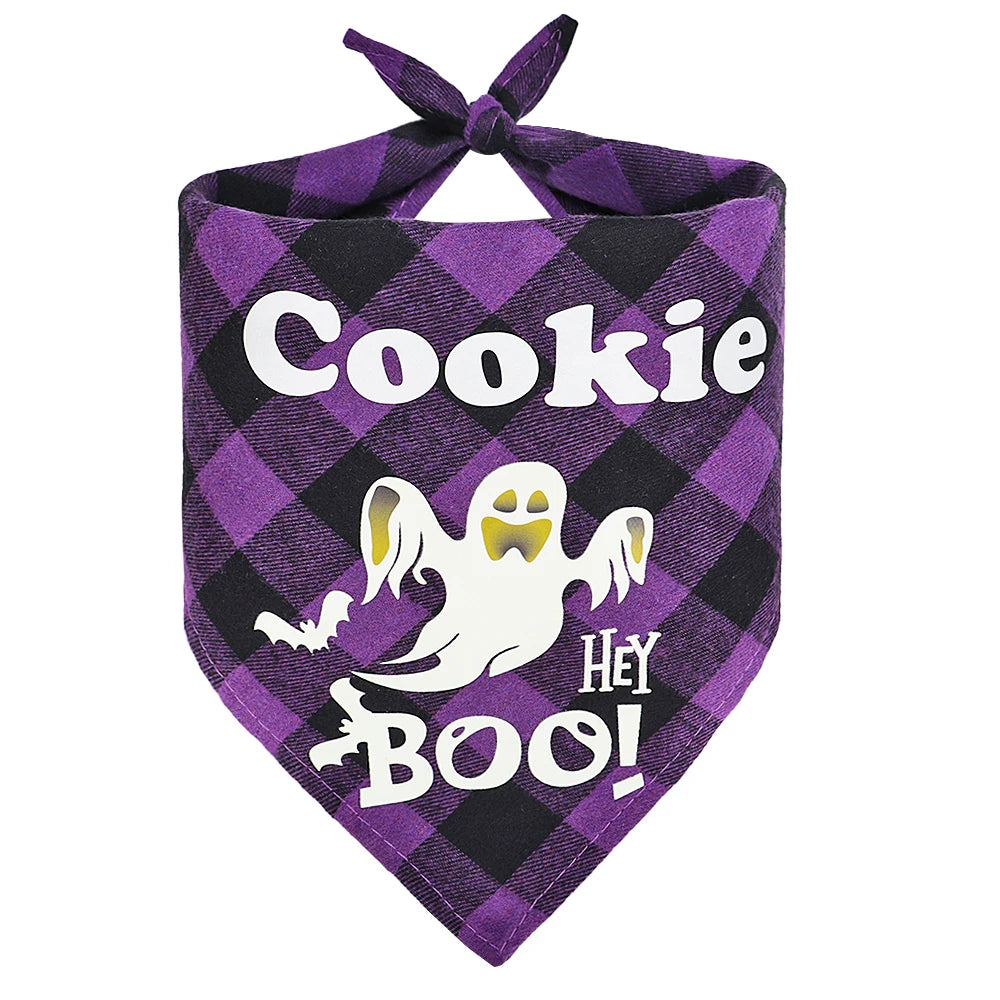Personalized Dog Halloween Bandana – Reflective Pet Scarf for Night Parties & Safety