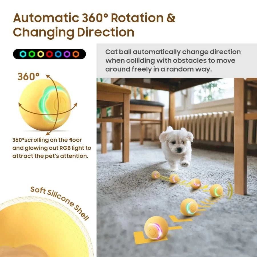 Automatic Rolling Cat Ball – Smart Self-Moving Kitten Toy