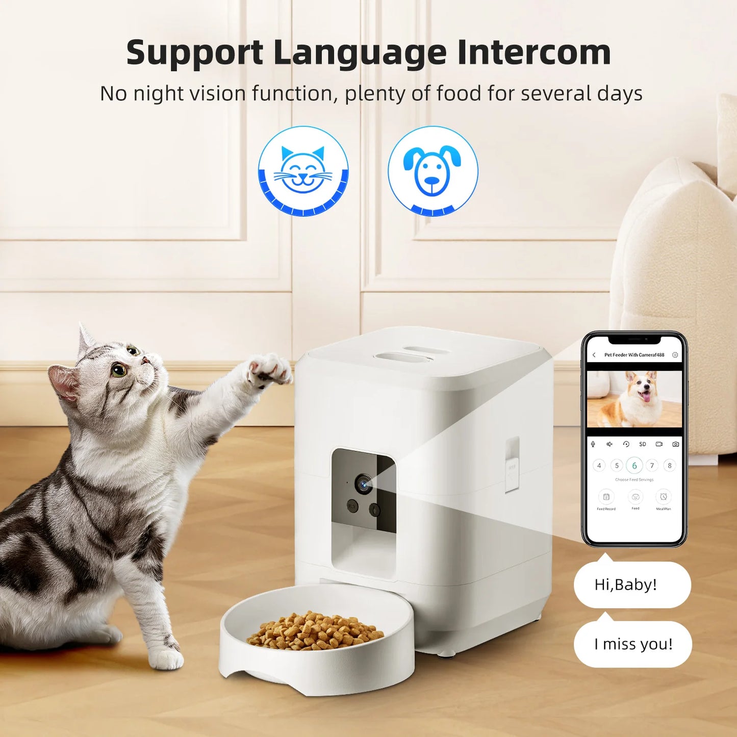 Smart Automatic Pet Feeder with Camera – App Controlled Cat & Dog Feeder