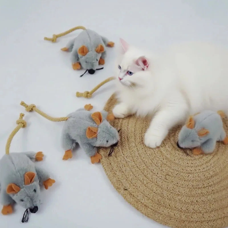 Gray Plush Mouse Cat Toy – Indoor Chew & Play Kitten Toy