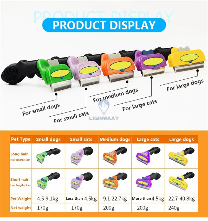 Cat & Dog Grooming Brush – Hair Shedding, Massage & Cleaning Comb