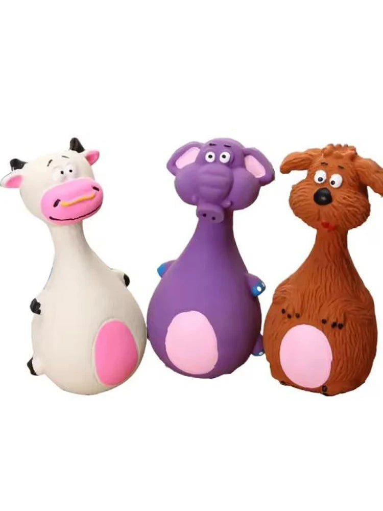 Squeaky Animal Dog Toy – Bite-Resistant Elephant & Cow Chew Toy for Dogs