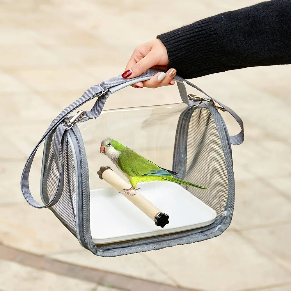 Portable Bird Travel Carrier – Airline Approved Cage with Perch & Tray for Parrots