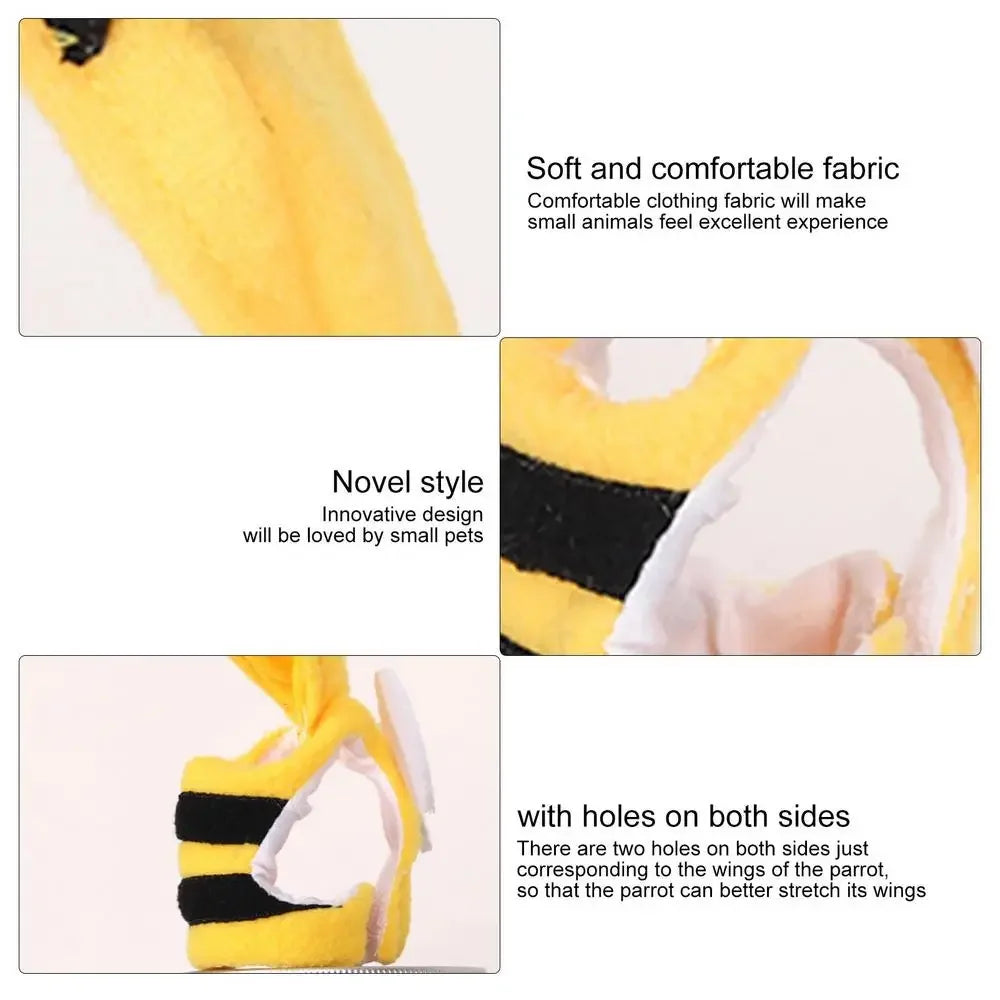 Bee-Shaped Bird Costume – Soft Hoodie Outfit for Parrots & Budgies