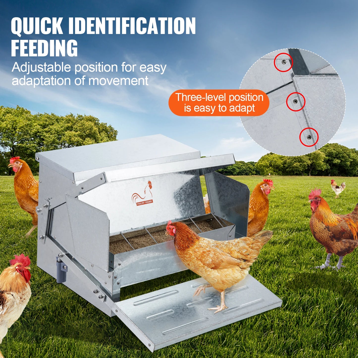 Automatic Chicken Feeder 25 lb Capacity – Galvanized Steel Poultry Feeder for Up to 10 Chickens