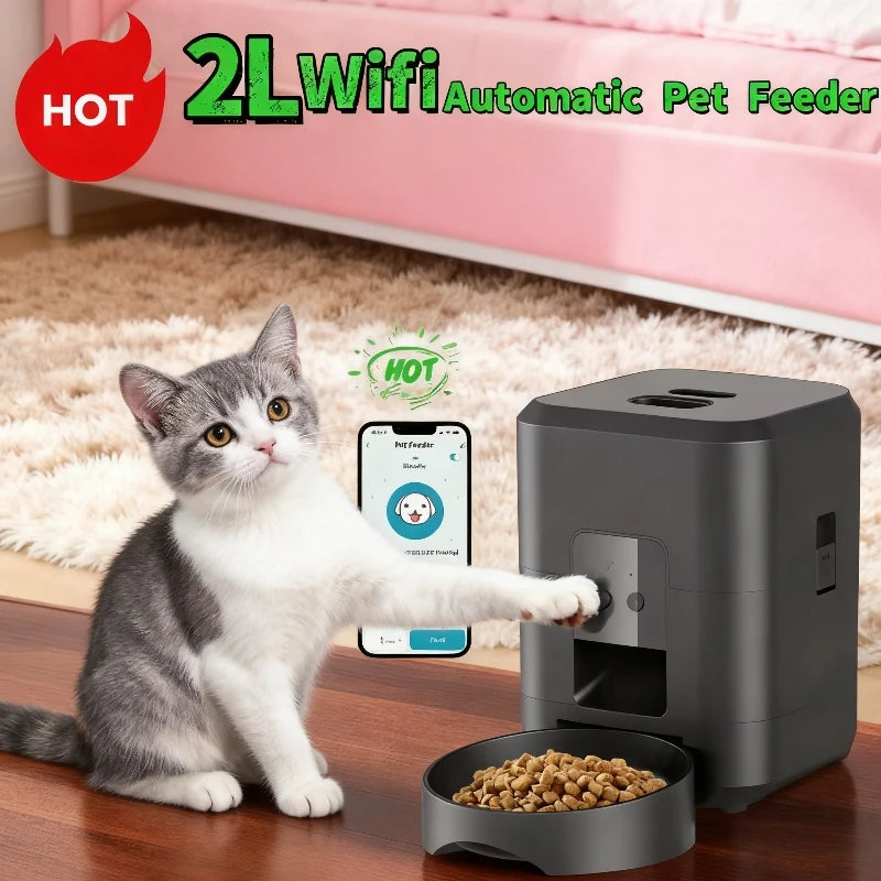 2L Wireless Smart Pet Feeder – App Controlled Cat & Dog Dispenser