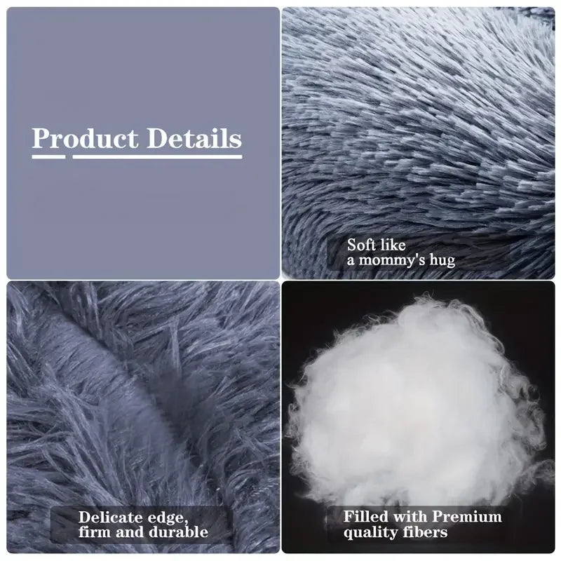 Washable Round Dog & Cat Bed – Cozy Winter Plush Basket for All Sizes